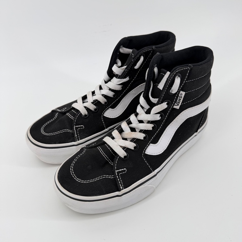 Vans Women's Size 6 Sk8-Hi Platform Sneakers Black White High Top Canvas 721356